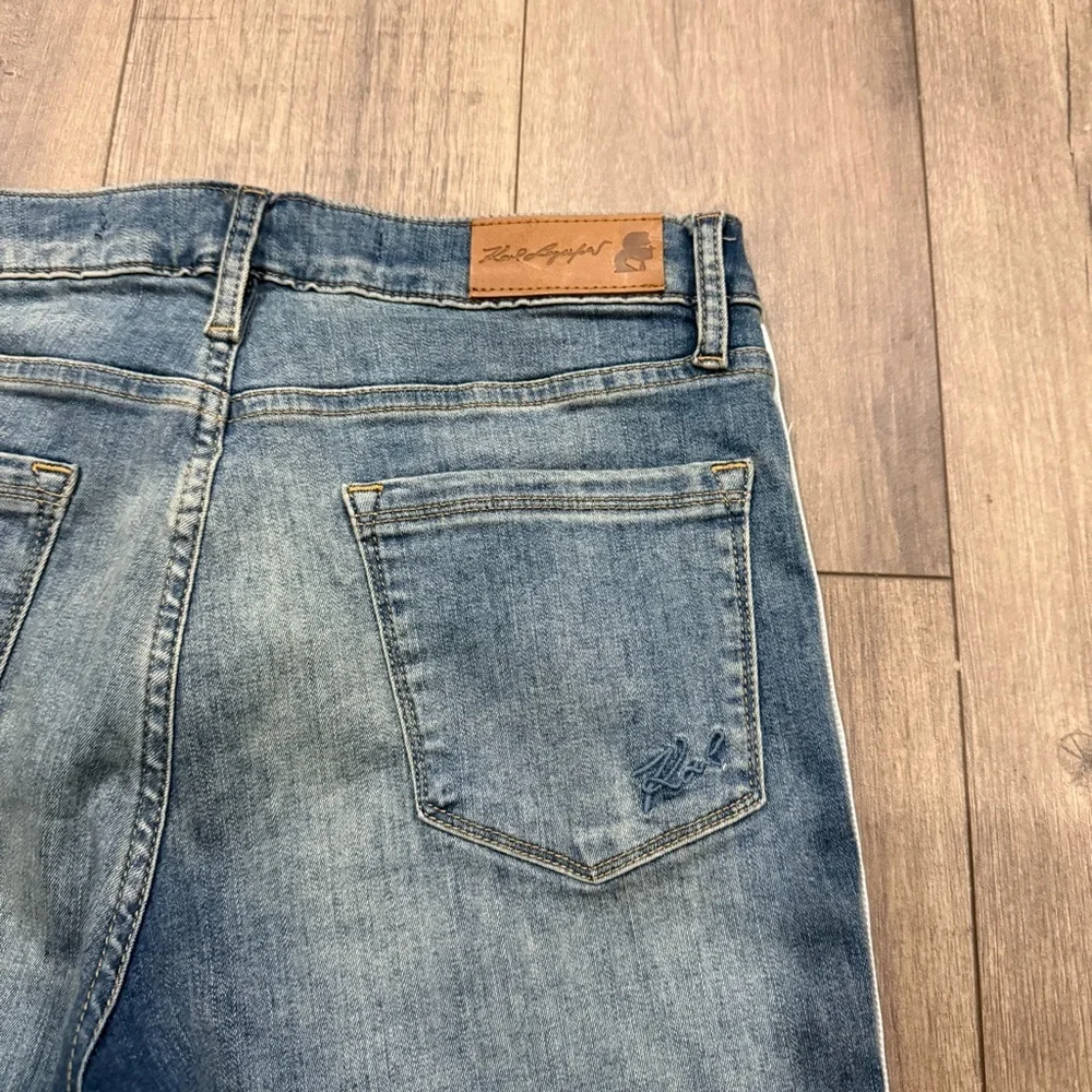 Karl Lagerfeld Paris Skinny Logo Taping Mid Rise Jean Size 6 Modern Lux Chic - Picture 5 of 8